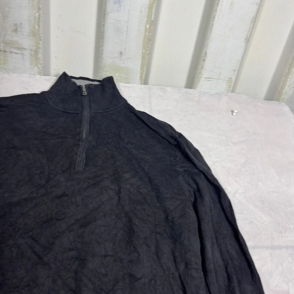 Old Navy Mens 1/4‎ Zip Pullover Sweater Black Knitted Ribbed Cuff Long Sleeve XL